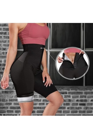 Mistirik Sauna-şort Model Ekstra Sıkılaştırıcı Agraflı Korse Şort Siyah