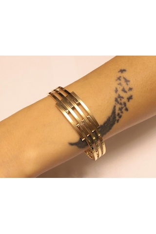 Altın Kaburga Kelepçe Bilezik Sarı Sarı Altın