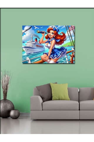 Kanvas Tablo Denizci Kız Ve Gemi 50cmx70cm