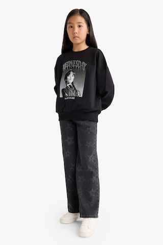 Defacto Kız Çocuk Wednesday Oversize Geniş Kalıp Bisiklet Yaka Sweatshirt G0440a825aubk81 Siyah