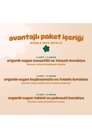 Organik Vegan Tatlı Kurabiye Atıştırmalık Paketi - 6 Adet 3 Çeşit 320 G