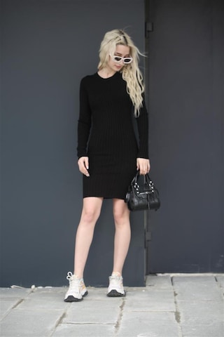 Madmext Siyah Bodycon Fitilli Mini Elbise Mg1710-siyah