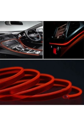 Kırmızı 5 Metre Neon Ip Torpido Fitili Oto Şerit Led