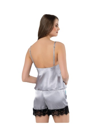 Faal Degaje Yaka Saten Şort Takım 3101 001