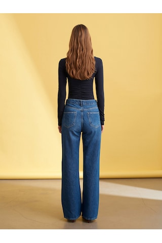 Dilvin 72293 Yüksek Bel Wide Leg Jean-mavi Mavi