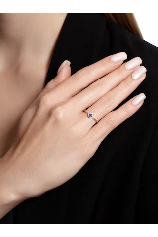 Lapshov Safir Ve Zirkon Taşlarla Süslenmiş 925 Ayar Gümüş Yüzük 134203225 Mavi