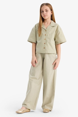 DeFacto Kız Çocuk Cropped Fit Keten Kısa Kollu Gömlek D7638A825SMGN1156