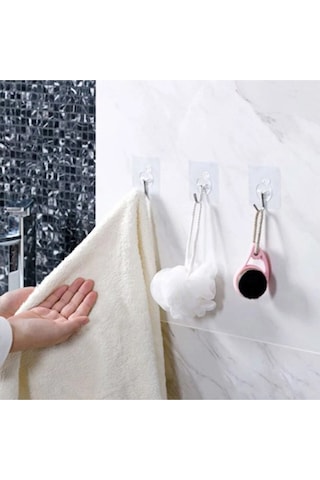 Kendinden Yapışkanlı 15 Adet Askı Şeffaf Banyo Mutfak Havlu Askısı Tekli Askı 6 6 Cm Renkli