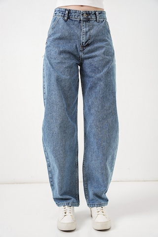 Bigdart 6689 Kadın Yüksek Bel Baggy Kot Pantolon - Mavi