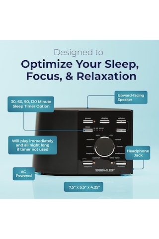 Adaptive Sound Technologies Sound+sleep Uyku Terapisi Cihazı Asm1002, 30 Ses Seçeneği, Adaptif Ses Ve Uyku Zamanlayıcısı Uyku Arkadaşı Çok Renkli