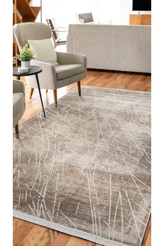 By Özer Halı Bej Renk Kahve Bordürlü Modern Stil Karmen Halı Etro Et010a Salon Halısı Çok Renkli