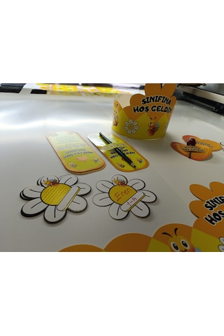 Okuluna / Sınıfına Hoş Geldin Öğrenci Tacı Ve Hediye Kartı Seti 5 Parça 8'li 01 7