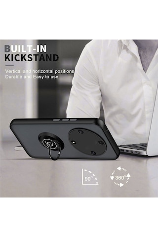 Honor X9b Uyumlu Kılıf Yüzüklü Standlı Extra Darbe Koruma Sert Silikon Kapak - Lacivert Lacivert