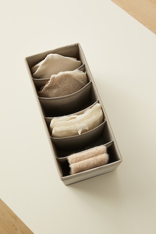 Ocean Home Textile 3'lü 6 Bölmeli Gri Balıksırtı Çekmece İçi Düzenleyici Kutu Set