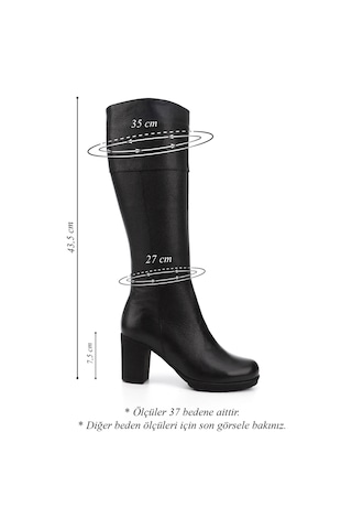 Gönderir Kadın Siyah Floter Fermuarlı Kalın Topuklu Hakiki Deri Çizme Gkzc13444602 Siyah