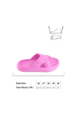 Gezer Kadın Yazlık Eva Islak Zemine Uygun Ev Bahçe Banyo Terlik Fujia Fuşya