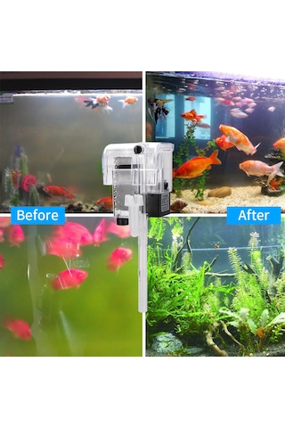 Geekyou Dh06 Duvar Tipi Şelale Akvaryum Filtresi, Plastik, 250l/h Debi, 3w Güç, Yumuşak Filtre Pamuku, Kucuk Kaplar İcin Yağ Filmi İşlemi Yok