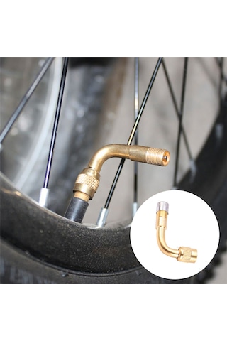 Neevoyu Araba Motosiklet Lastik Valfi Bakır Metal Uzatma Kolu 90 Derece - Tamir Ve Hava Doldurma Kolu