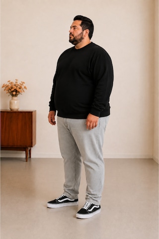 Sngl Tekstil Erkek Büyük Beden Oversize 3 İplik Uzun Kollu Sweatshirt 3xl-4xl-5xl-6xl-7xl-8xl-9xl Siyah