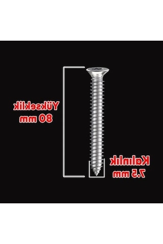 Sivri Uçlu Dübelsiz Beton Vidası 7.5x80 Mm - 50 Adet 0.2 MM