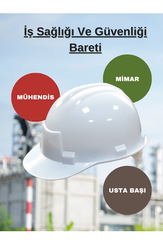 Beyaz Baret Mühendis Mimar Saha Elemanı Endüstriyel Profesyonel İş Güvenliği Uzmanı Enseden Ayarlı B