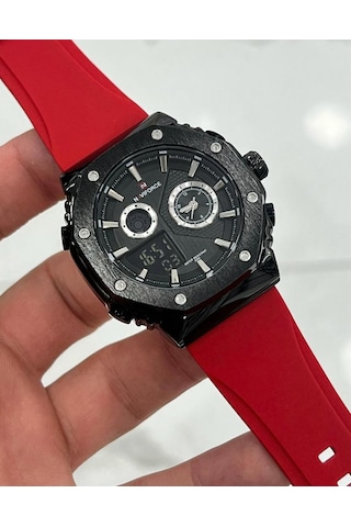 Naviforce Dijital Analog Kırmızı Silikon Kordon Kol Saati Nf9216t