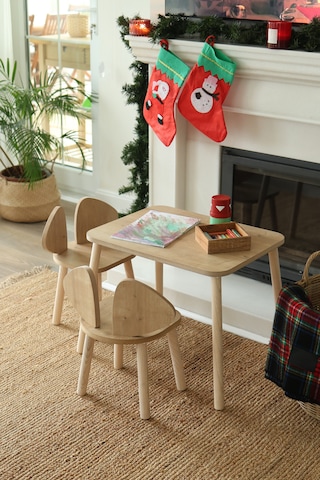 Mickey Fare 1 Masa + 2 Sandalye (Çocuklar için Yaz-Sil Montessori Aktivite ve Etkinlik Masa Sandalye Takımı)
