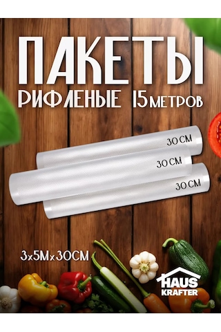 Hauskrafter Vakumlama Makineleri İçin Oluklu Poşetler, 30 500, Ruloda 3 Adet 94455644