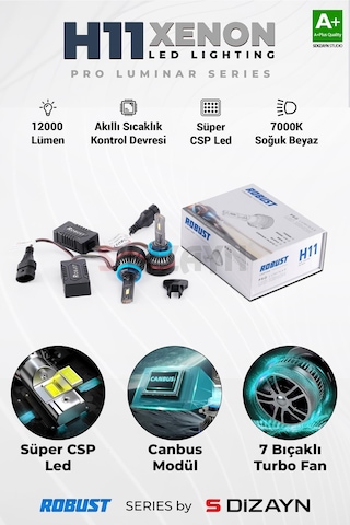 S-dizayn Pro Luminar H11 Led Xenon / 60w / 12000lm / 7000k A+ Kalite