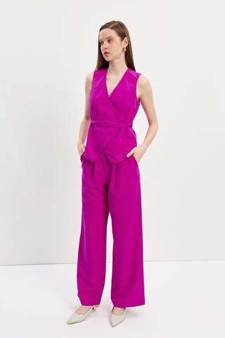 Stella Pulvis Pembe Yüksek Bel Wide Leg Krep Pantolon Pembe
