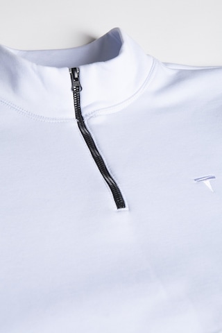 Erkek Beyaz Rahat Kalıp Yarım Fermuarlı Bato Yaka Basic Sweatshirt 21k-5200179-2 - Beyaz