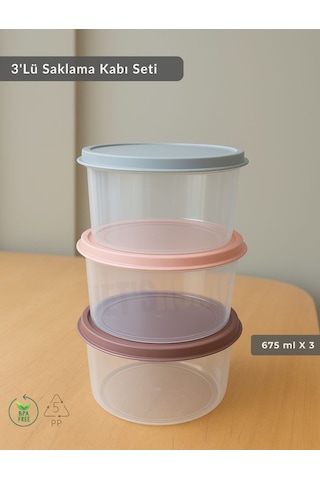 Jet's Home 3'lü Saklama Kabı Bpa Free Hava Almaz Sızdırmaz Beslenme Kabı 675 Ml Şeffaf