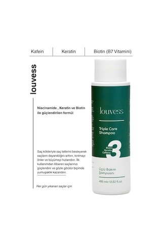 Louvess Biotin Keratin ve Kafein İle Güçlendirilmiş Saç Bakım Şampuanı 400 ML