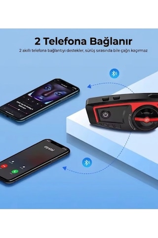 Gearelec X6 Bluetooth Kask Kulaklık Ip65 Su Geçirmez, Gürültü Azaltma, 1500mah Batarya, Interkom