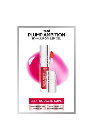 L'Oréal Paris Plump Ambition Hyaluron Lip Oil Besleyici ve Nemlendirici Dudak Parlatıcısı 380 Rouge In Love