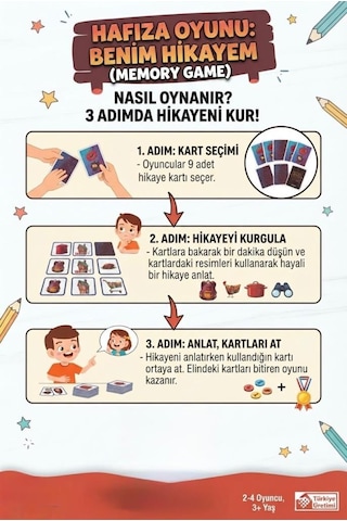 Hafıza Oyunu Benim Hikayem 48 Hikaye Kartı Ve 28 Domino Parçası Eğitici Zeka Geliştirici Kutu Oyunu