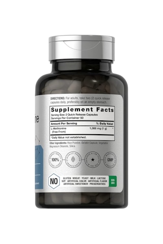 Horbäach L-methionine 1000mg 100 Capsul. Usa Menşei. 3933