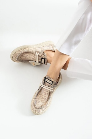 Dericia Shoes Rush Hakiki Deri Rahat Dantel Detaylı Tüllü Kadın Sneaker Bej