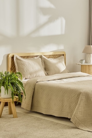 Kaşmir Home Elza Çift Kişilik Yatak Örtüsü Takımı Bej Bej