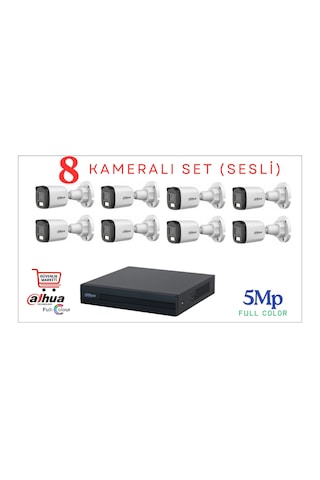 Dahua 5 Mp 8 Kameralı Sesli 30 Mt.renkli Gece Görüşlü Full Color Kamera Seti