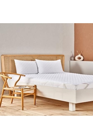 Taç Eco Care Sıvı Geçirmez Kapitoneli%100 Polyester Alez, Beyaz, Tek Kişilik Diğer