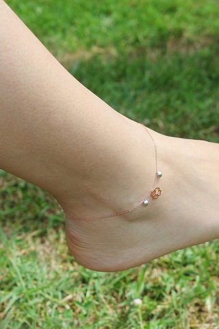 Argentum Concept Yonca Motifli 925 Ayar Gümüş Rose Halhal - H000901 Pembe