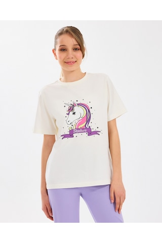 Skechers G Graphic Tee T-shirt Büyük Kız Çocuk Off White Tshirt Sk2510022-102 OFF WHITE