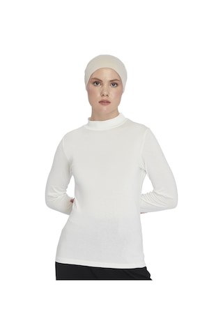 Kadın Organik Uzun Kollu Balıkçı Yakalı Body Ekru