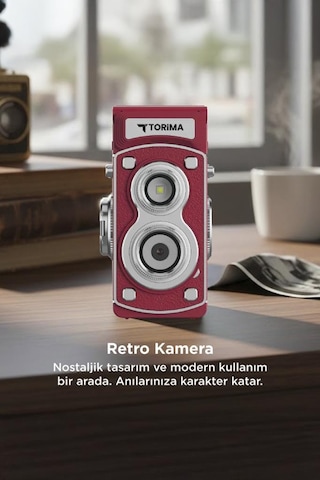 Torima CMR44 Mini Retro Dijital Fotoğraf Makinesi Kırmızı