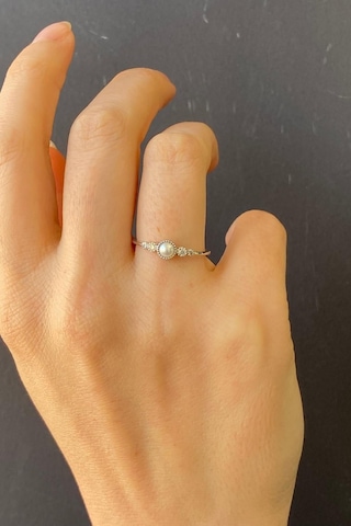 0,12 Karat Çıtır Doğal İncili Pırlanta Yüzük Rose