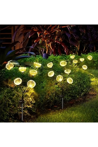 Güneş Enerjili 6 Top Led Sarı Renk Deniz Anası Led Bahçe Aydınlatma Solar Bahçe Süsü Sge1004 Sarı