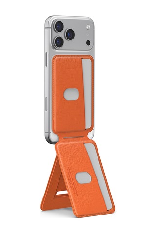Skinarma Axis Serisi Foldable Stand Özellikli Deri Tasarımlı Kartlık Turuncu Turuncu