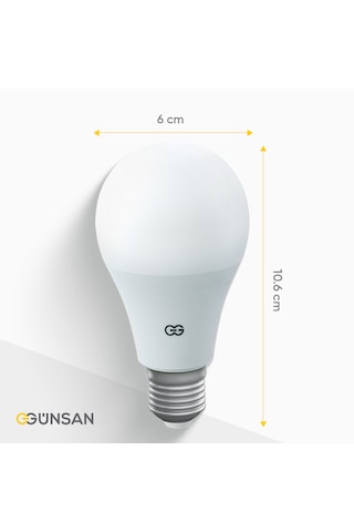 Günsan Akıllı Wifi Led Ampul Beyaz Işık Tuya Ve Smart Life Uygulama Destekli 9w 2700k-6500k Ayarlanabilir Beyaz Işık