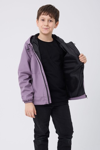 Erkek Çocuk Mürdüm İçi Astarlı Su Ve Rüzgar Geçirmez Kapüşonlu Çift Fermuarlı Cepli Mont Mürdüm